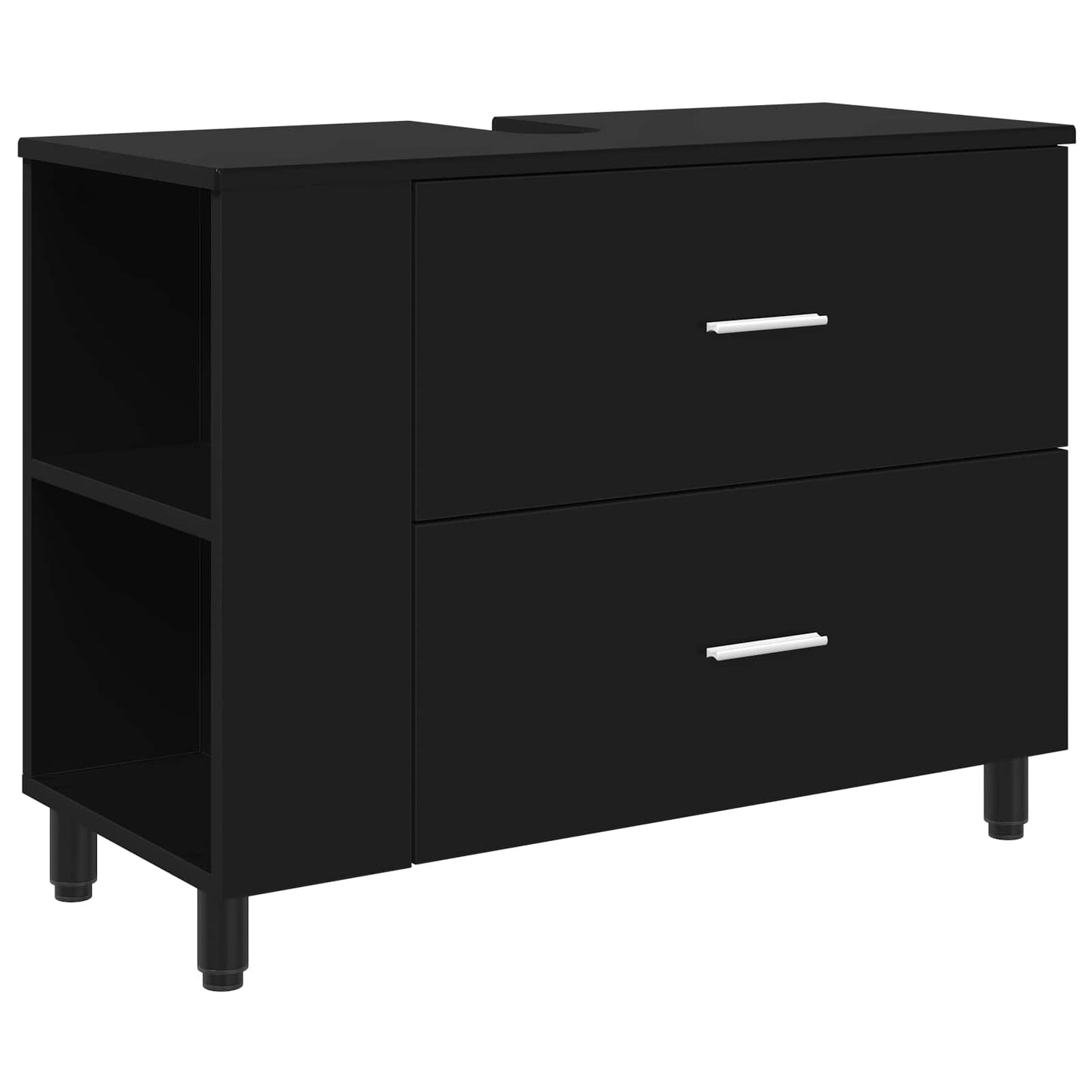 vidaXL Έπιπλο μπάνιου Μαύρο 80 x 35 x 60 cm Επεξεργασμένο Ξύλο