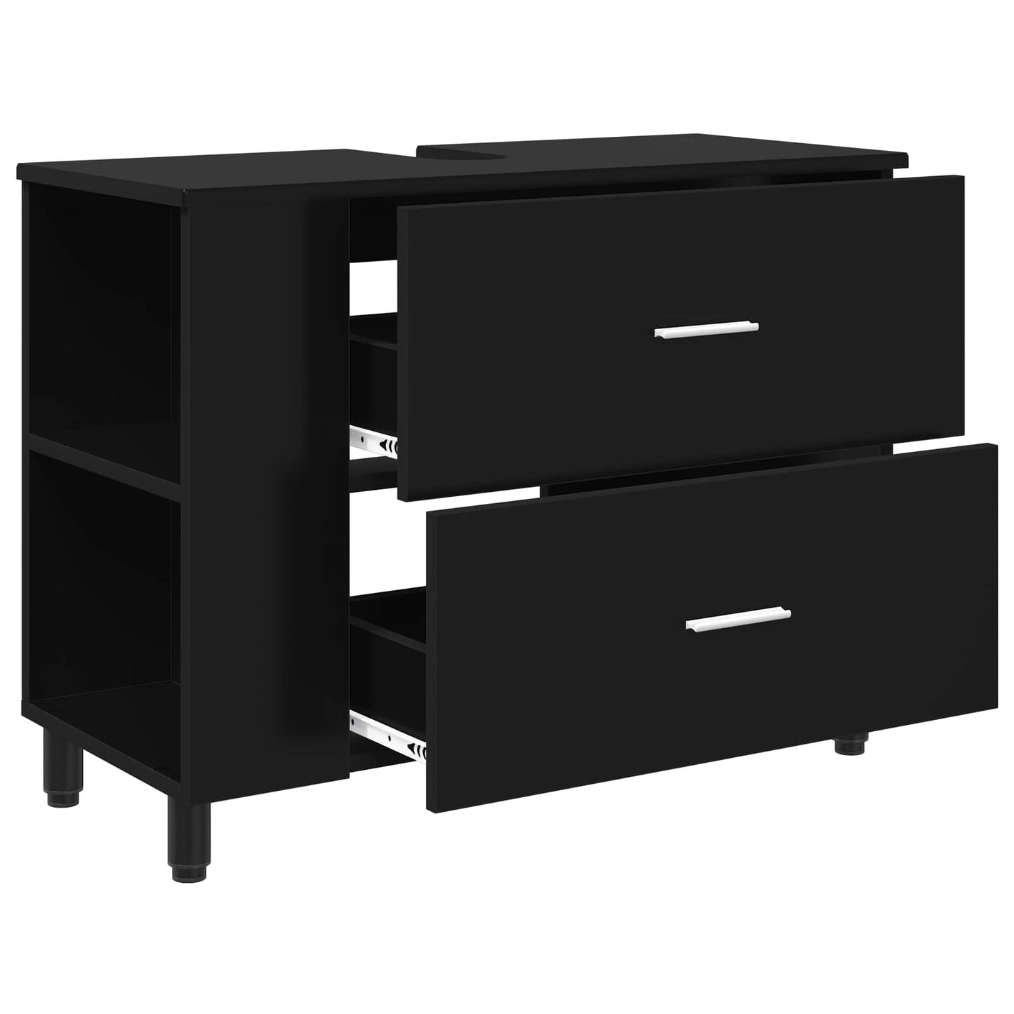 vidaXL Έπιπλο μπάνιου Μαύρο 80 x 35 x 60 cm Επεξεργασμένο Ξύλο