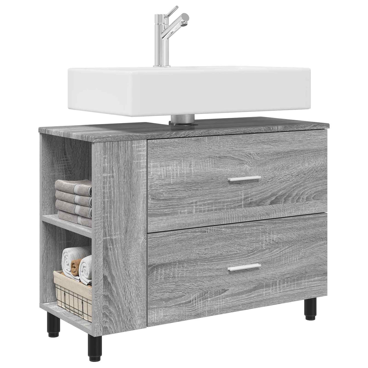 vidaXL Έπιπλο μπάνιου Γκρι Sonoma 80 x 35 x 60 cm Επεξεργασμένο Ξύλο