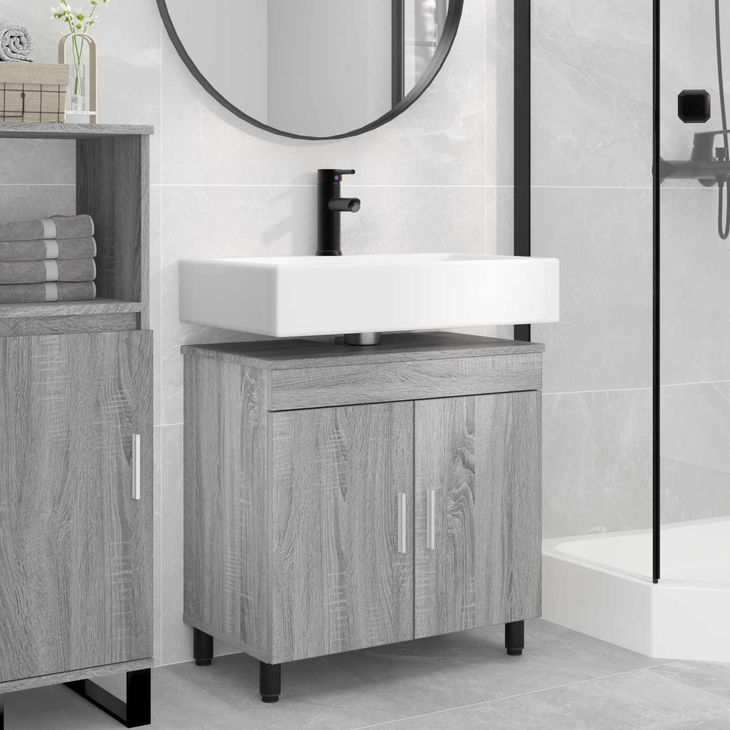 vidaXL Έπιπλο μπάνιου Γκρι Sonoma 60 x 35 x 60 εκ. Επεξεργασμένο Ξύλο