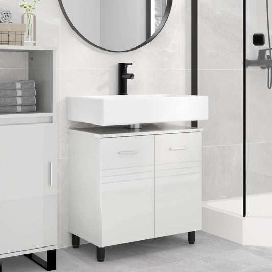 vidaXL Έπιπλο μπάνιου Γυαλιστερό Λευκό 60 x 35 x 60 εκ.