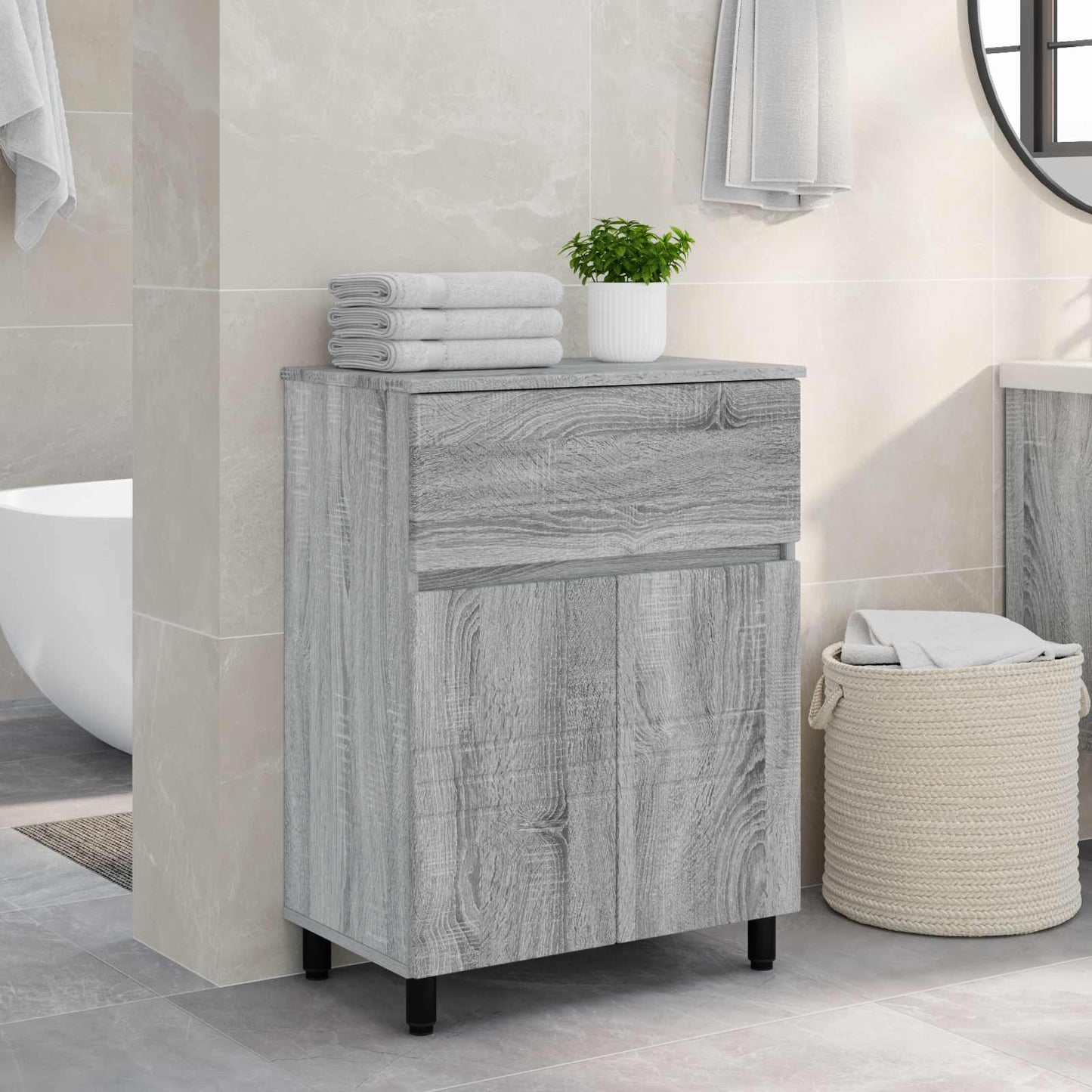 vidaXL Έπιπλο μπάνιου Γκρι Sonoma 60 x 35 x 80 εκ Επεξεργασμένο Ξύλο