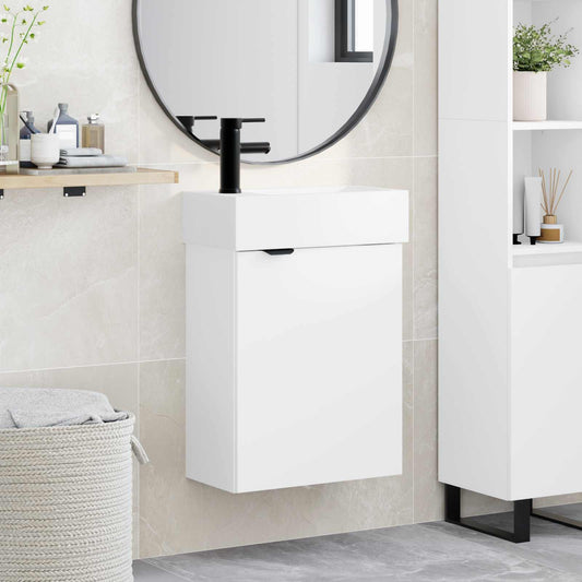 vidaXL Μονάδα μπάνιου με βρύση Λευκό 45,5 x 22,5 x 84 εκ