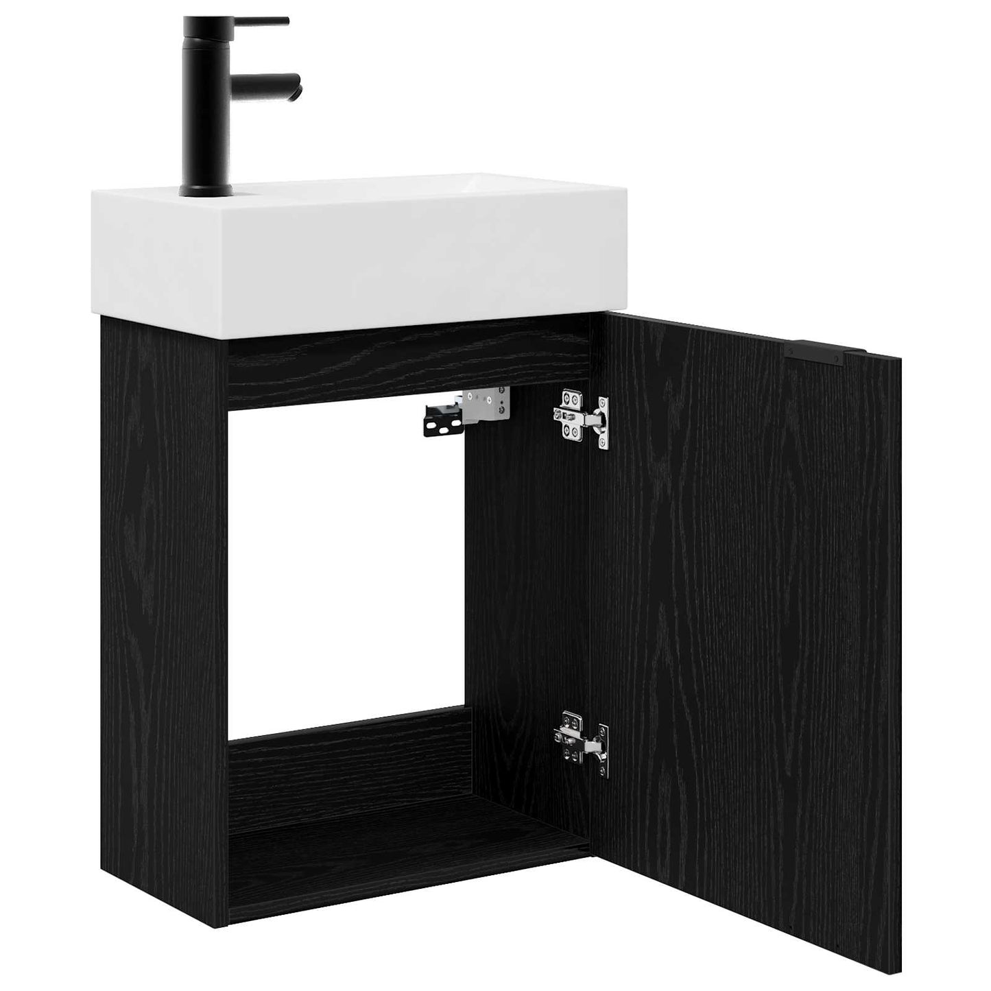 vidaXL Μονάδα μπάνιου με βρύση Μαύρη Δρυς 45,5 x 22,5 x 84 εκ