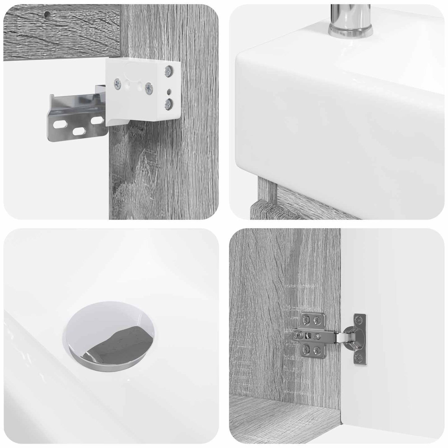 vidaXL Μονάδα μπάνιου με βρύση Γκρι Sonoma 45,5 x 22,5 x 84 εκ