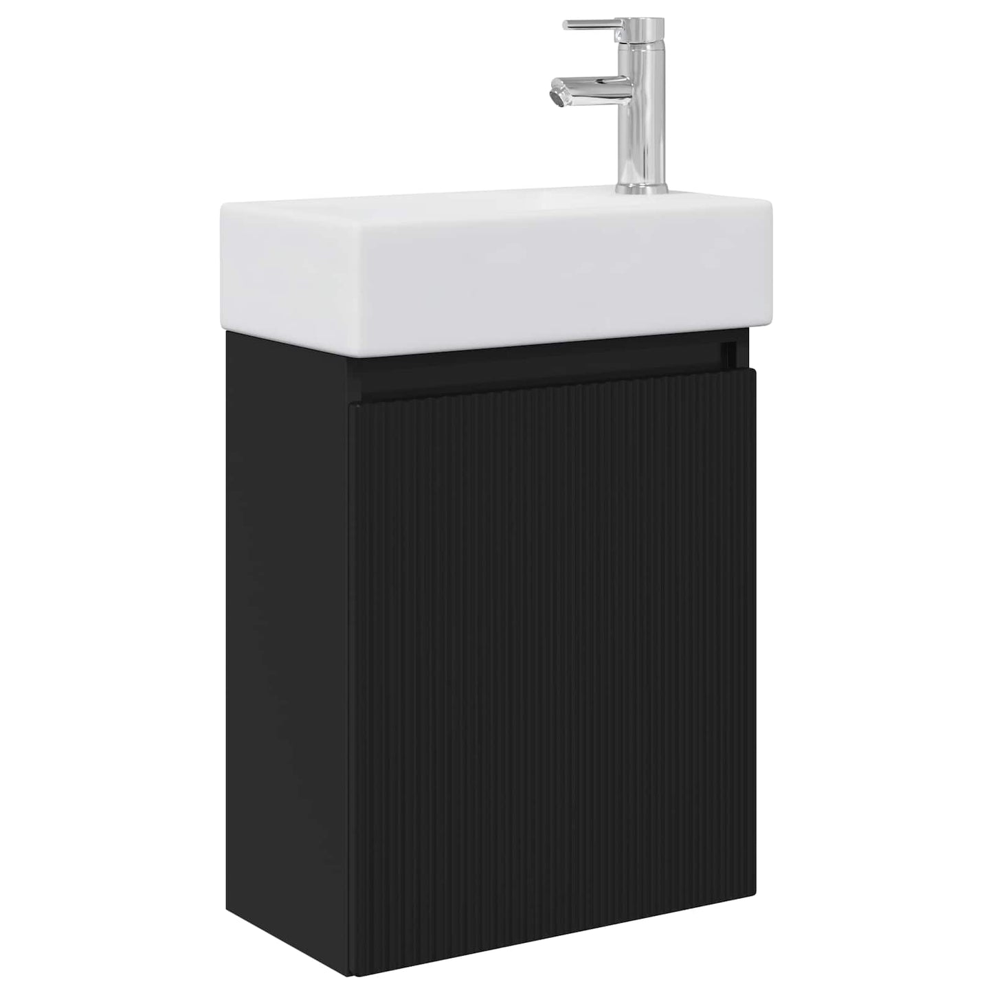 vidaXL Μονάδα μπάνιου με βρύση Μαύρο 45,5 x 22,5 x 84 εκ