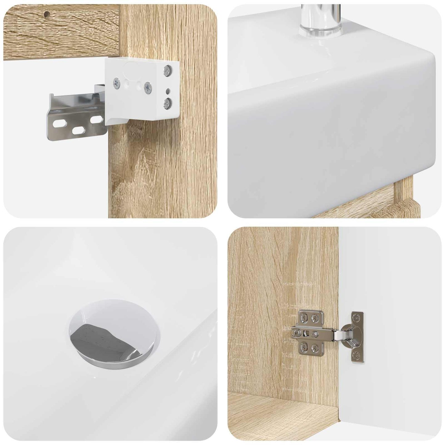 vidaXL Μονάδα μπάνιου με βρύση Sonoma Δρυς 45,5 x 22,5 x 84 εκ