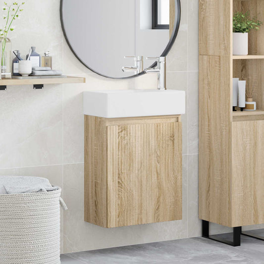 vidaXL Μονάδα μπάνιου με βρύση Sonoma Δρυς 45,5 x 22,5 x 84 εκ