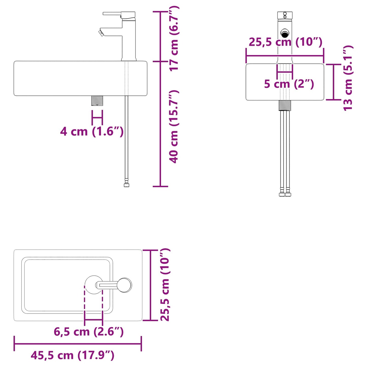 vidaXL Μονάδα μπάνιου με βρύση Γκρι Sonoma 45,5 x 22,5 x 84 εκ