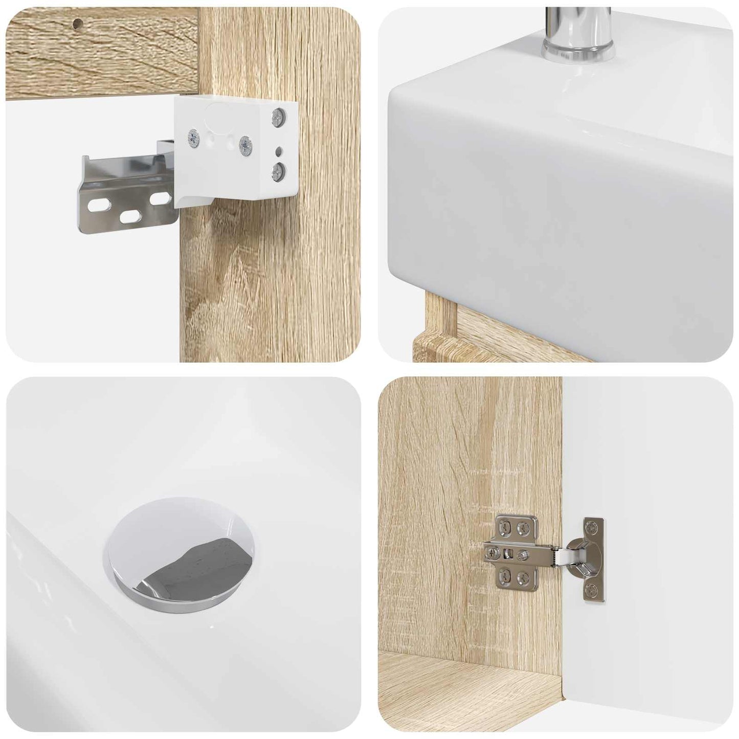 vidaXL Μονάδα μπάνιου με βρύση Sonoma Δρυς 45,5 x 22,5 x 84 εκ
