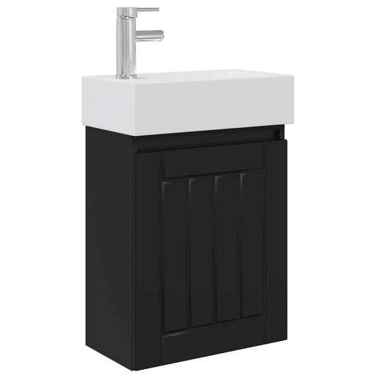 vidaXL Μονάδα μπάνιου με βρύση Μαύρο 45,5 x 25,5 x 84 εκ