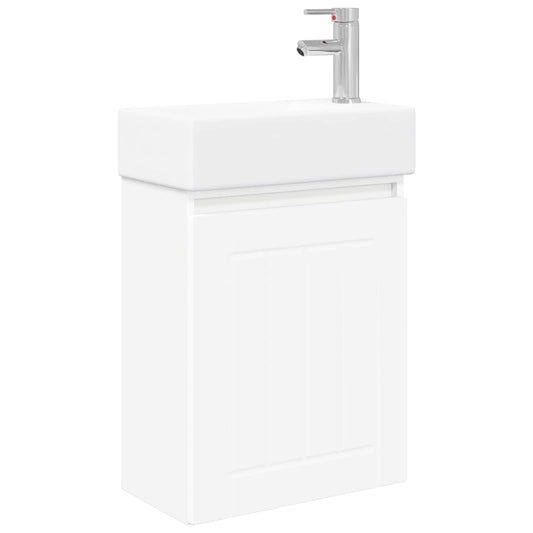 vidaXL Μονάδα μπάνιου με βρύση Λευκό 45,5 x 25,5 x 84 εκ