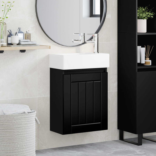 vidaXL Μονάδα μπάνιου με βρύση Μαύρο 45,5 x 25,5 x 84 εκ