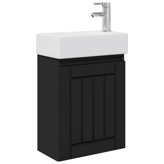 vidaXL Μονάδα μπάνιου με βρύση Μαύρο 45,5 x 25,5 x 84 εκ