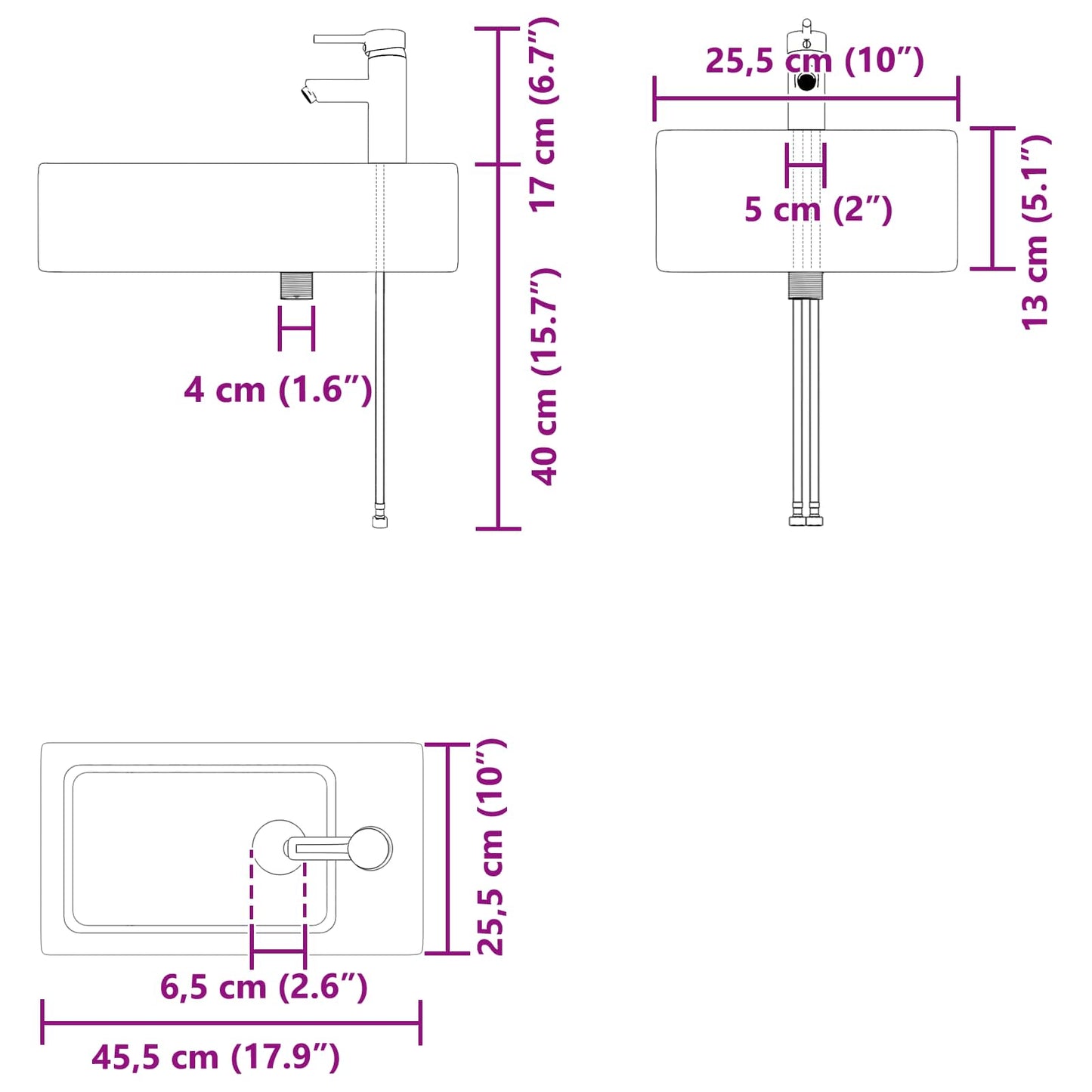vidaXL Μονάδα μπάνιου με βρύση Sonoma Δρυς 45,5 x 25,5 x 84 εκ