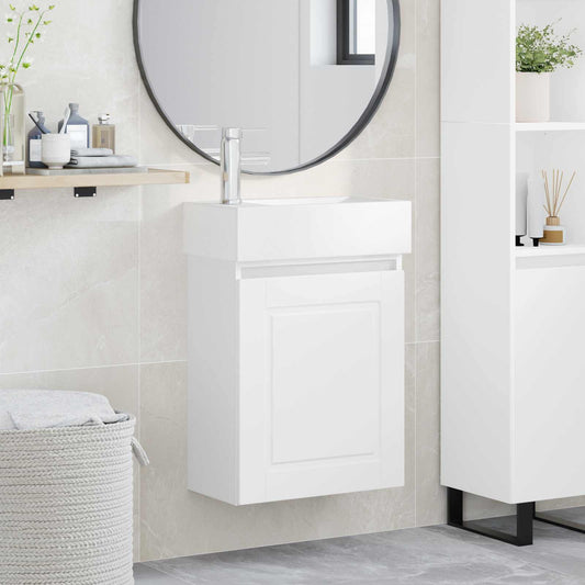 vidaXL Μονάδα μπάνιου με βρύση Λευκό 45,5 x 22,5 x 84 εκ