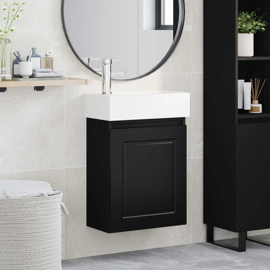 vidaXL Μονάδα μπάνιου με βρύση Μαύρο 45,5 x 22,5 x 84 εκ