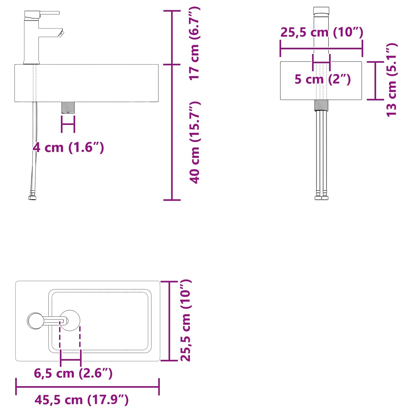 vidaXL Μονάδα μπάνιου με βρύση Γκρι Sonoma 45,5 x 22,5 x 84 εκ