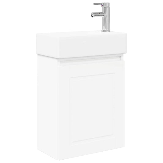 vidaXL Μονάδα μπάνιου με βρύση Λευκό 45,5 x 22,5 x 84 εκ