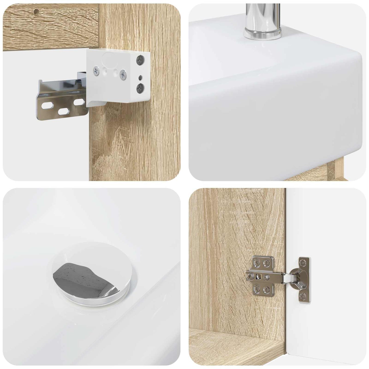 vidaXL Μονάδα μπάνιου με βρύση Sonoma Δρυς 45,5 x 22,5 x 84 εκ