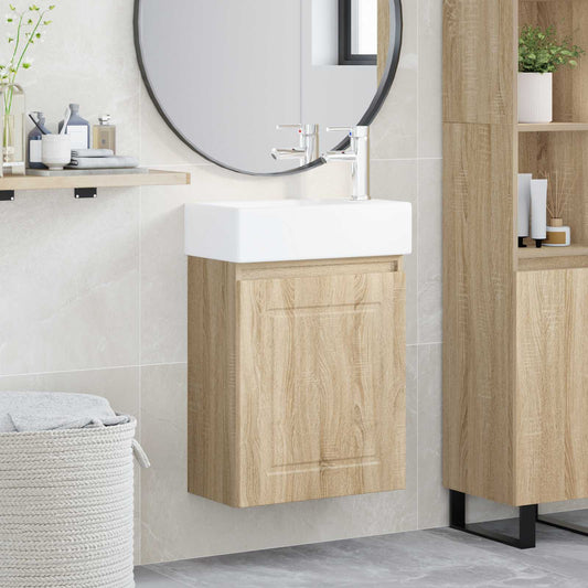 vidaXL Μονάδα μπάνιου με βρύση Sonoma Δρυς 45,5 x 22,5 x 84 εκ