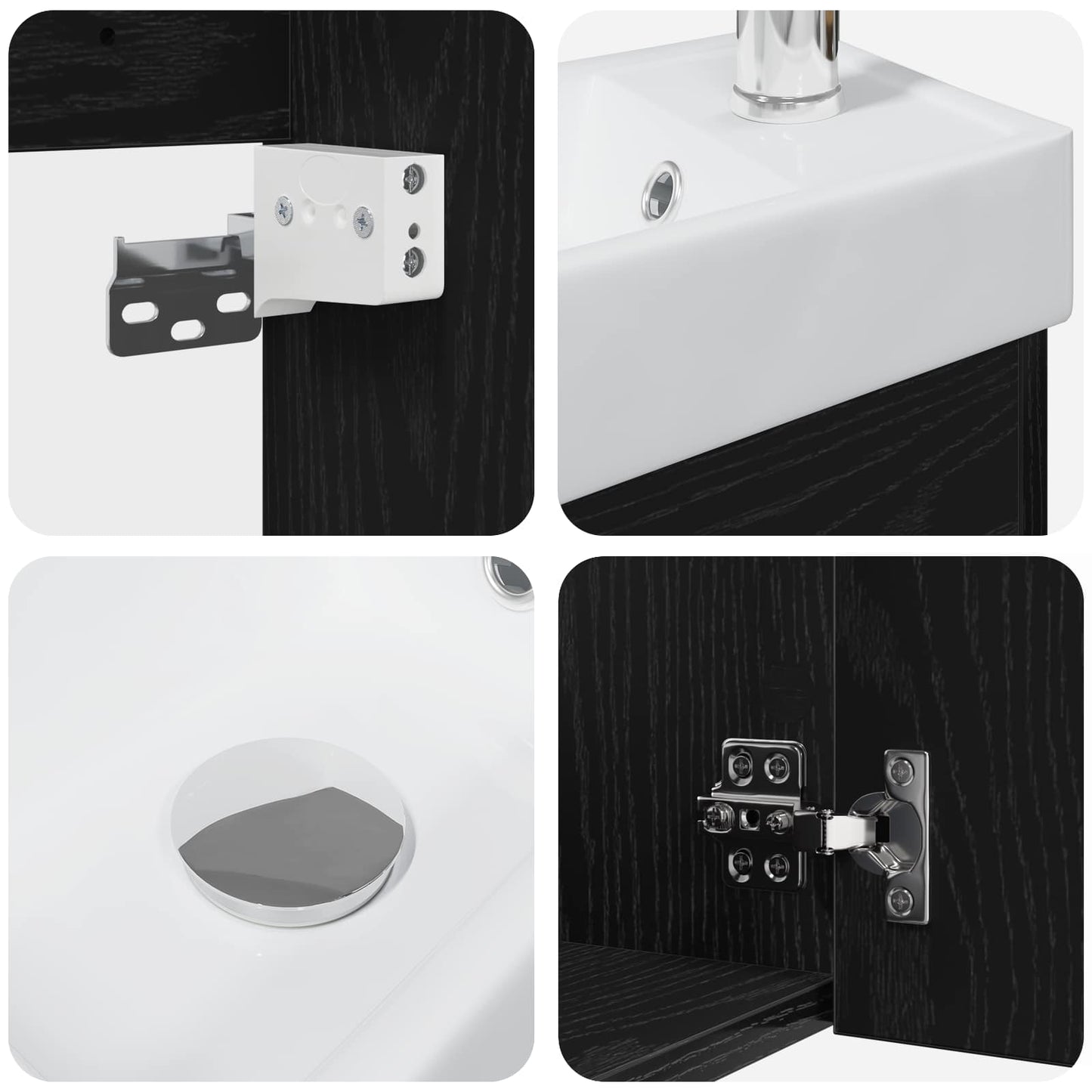 vidaXL Μονάδα μπάνιου με βρύση Μαύρη Δρυς 40,5 x 22,5 x 62 εκ.