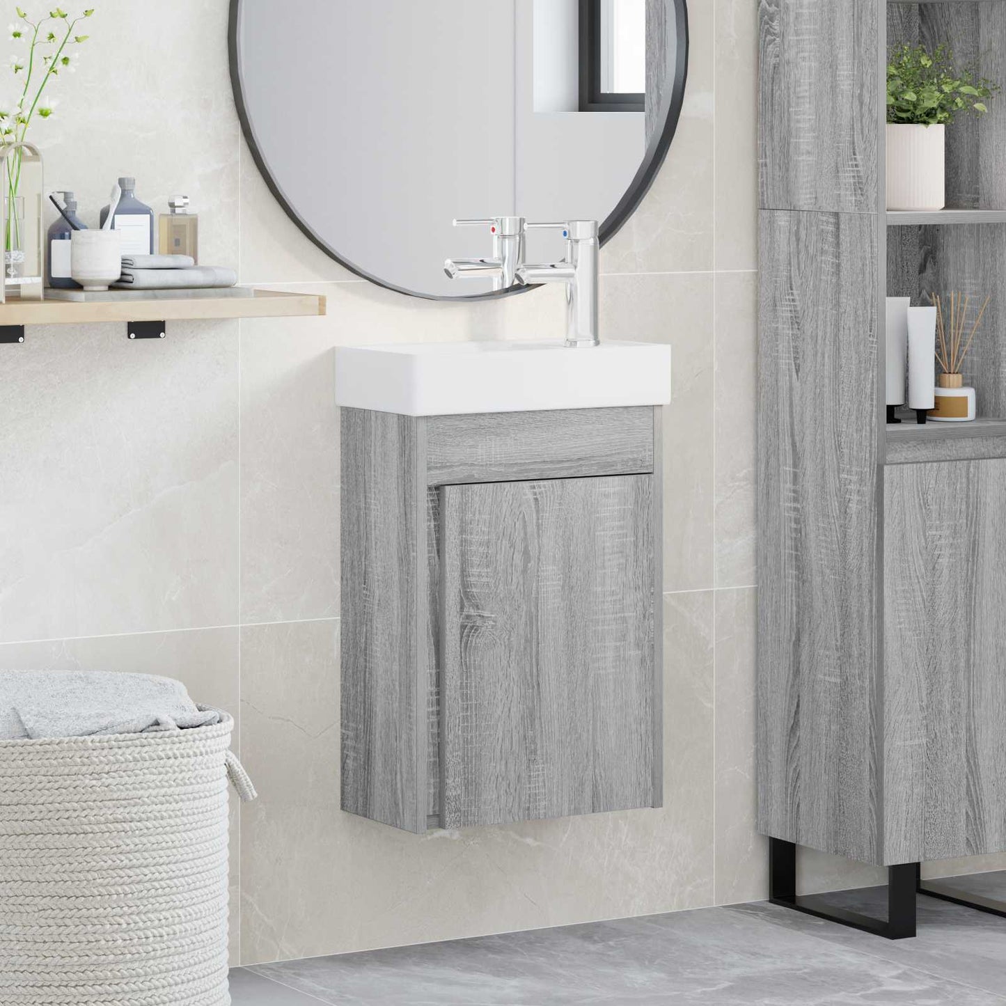 vidaXL Μονάδα μπάνιου με βρύση Γκρι Sonoma 40,5 x 22,5 x 62 εκ.
