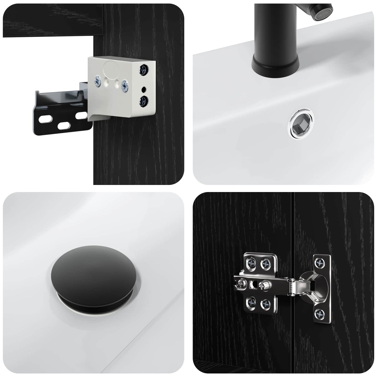 vidaXL Μονάδα μπάνιου με βρύση Μαύρη Δρυς 61 x 40 x 74,5 εκ.