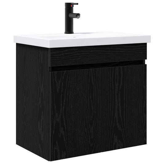 vidaXL Μονάδα μπάνιου με βρύση Μαύρη Δρυς 61 x 40 x 74,5 εκ.