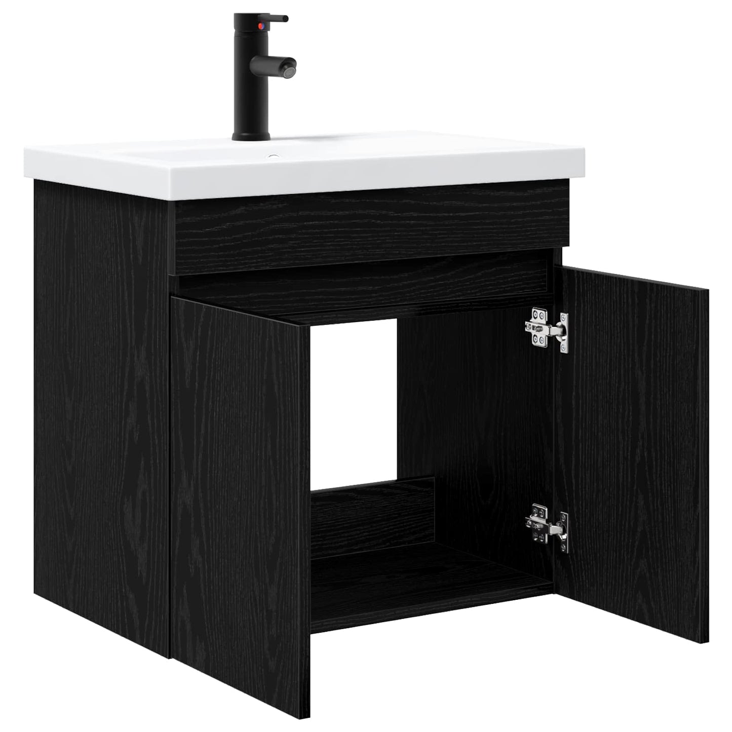 vidaXL Μονάδα μπάνιου με βρύση Μαύρη Δρυς 61 x 40 x 74,5 εκ.