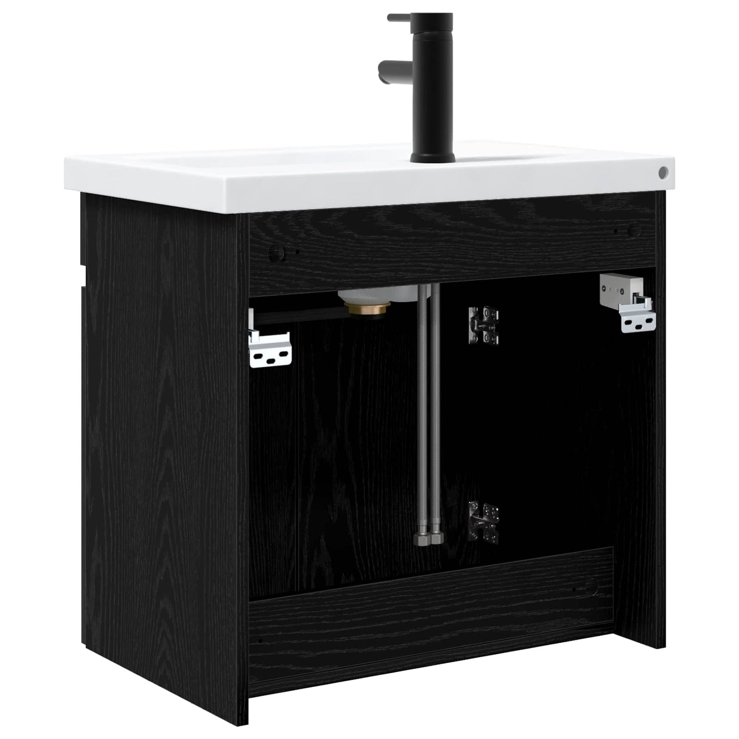 vidaXL Μονάδα μπάνιου με βρύση Μαύρη Δρυς 61 x 40 x 74,5 εκ.
