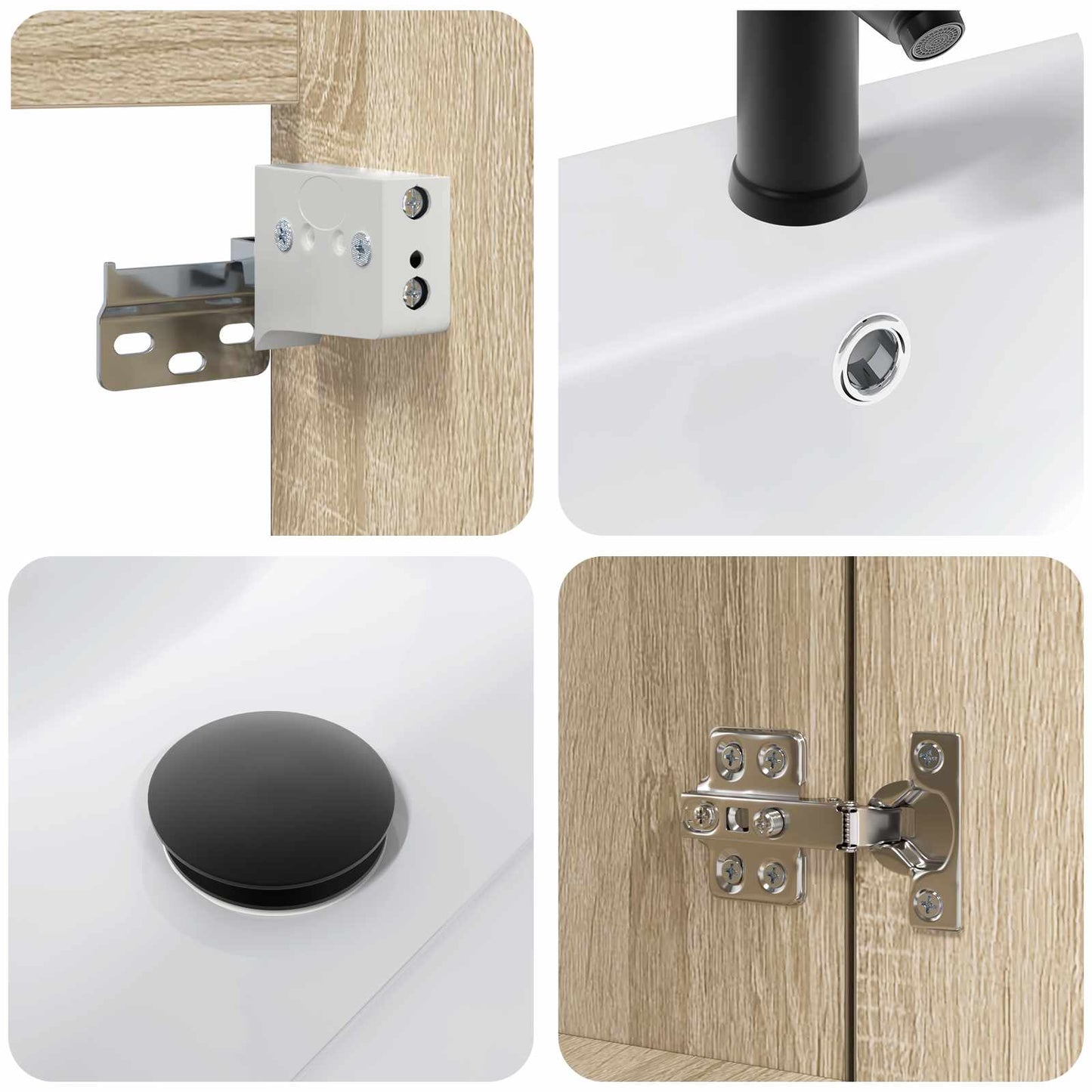 vidaXL Μονάδα μπάνιου με βρύση Sonoma Δρυς 61 x 40 x 74,5 εκ.