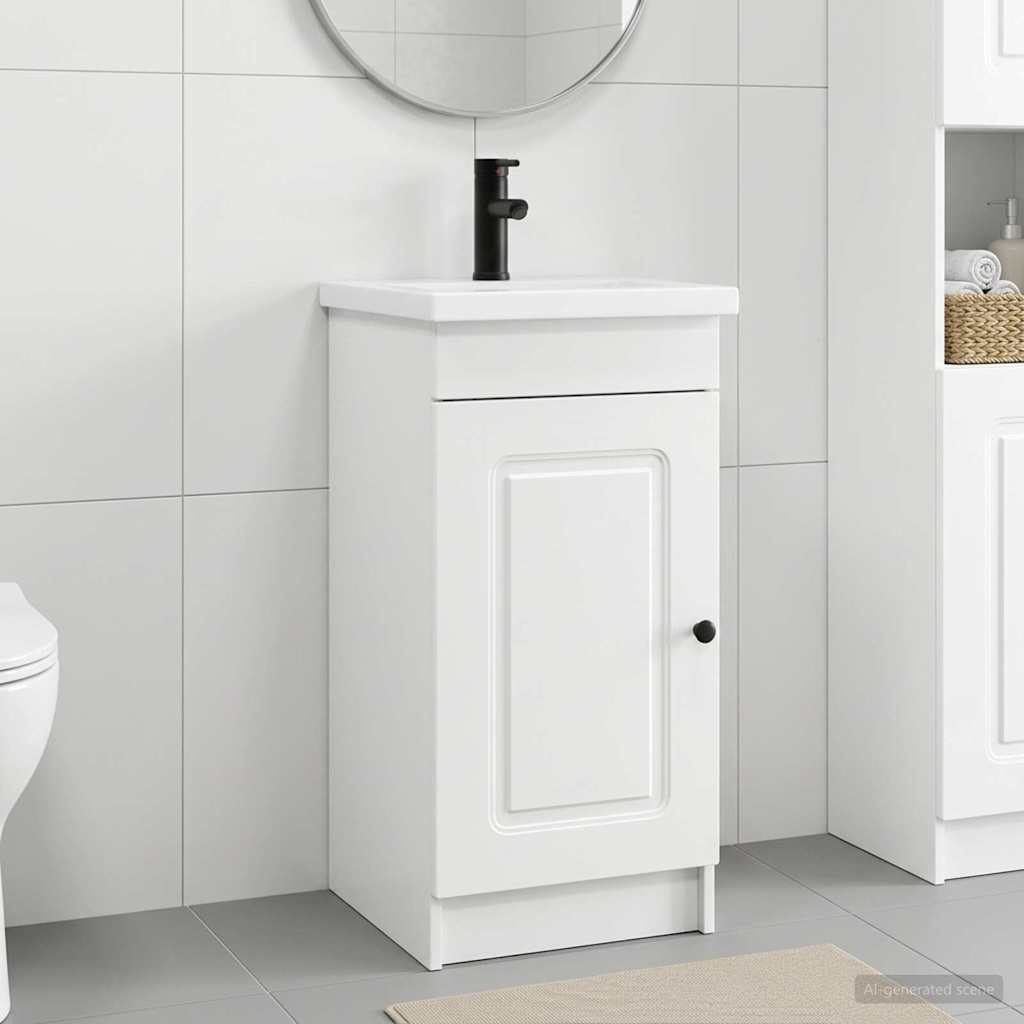 vidaXL Καθρέφτης μπάνιου με νιπτήρα Λευκό 42 x 40 x 84,5 εκ