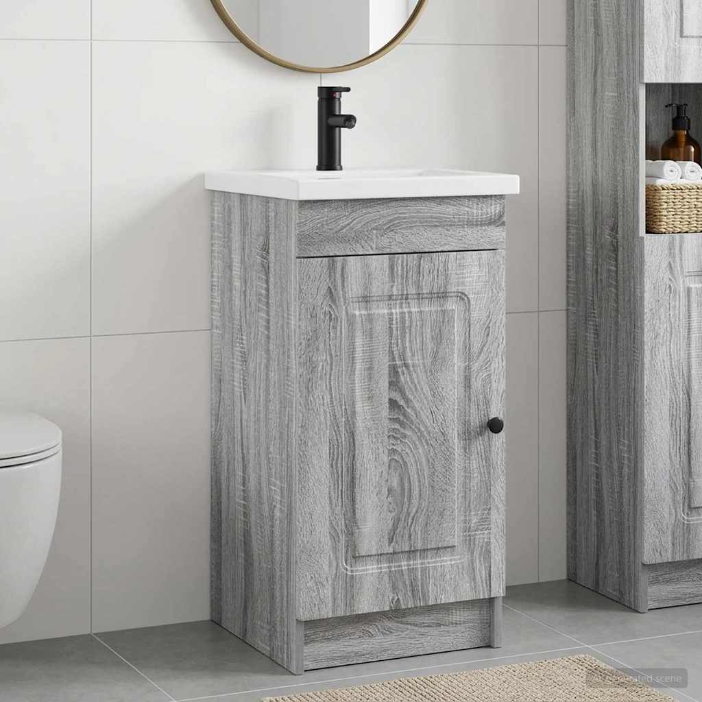 vidaXL Καθρέφτης μπάνιου με νιπτήρα Γκρι Sonoma 42 x 40 x 84,5 εκ