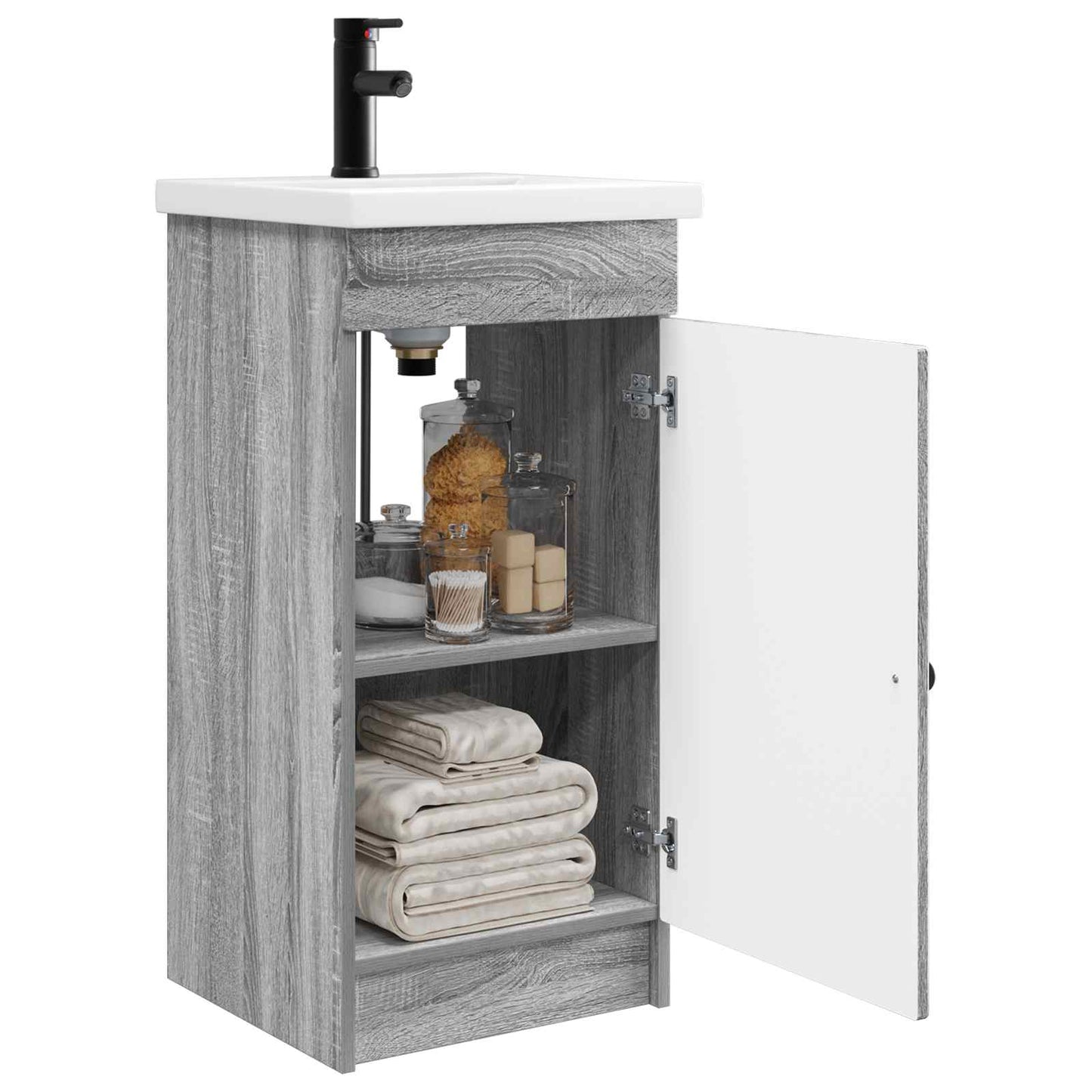 vidaXL Καθρέφτης μπάνιου με νιπτήρα Γκρι Sonoma 42 x 40 x 84,5 εκ