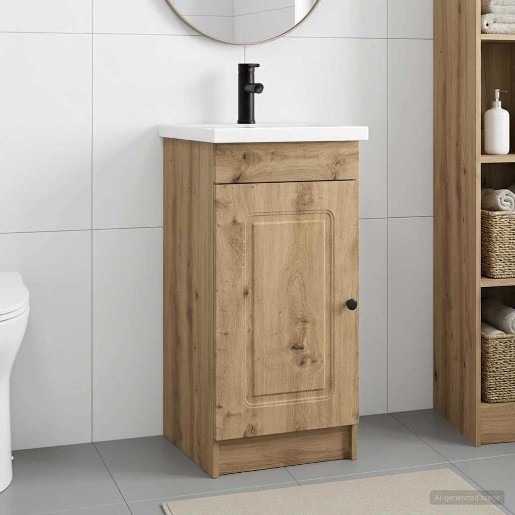 vidaXL Καθρέφτης μπάνιου με νιπτήρα Artisan Δρυς 42 x 40 x 84,5 εκ