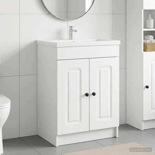 vidaXL Ντουλάπι κάτω από τον νιπτήρα Λευκό 56 x 37,5 x 81 εκ