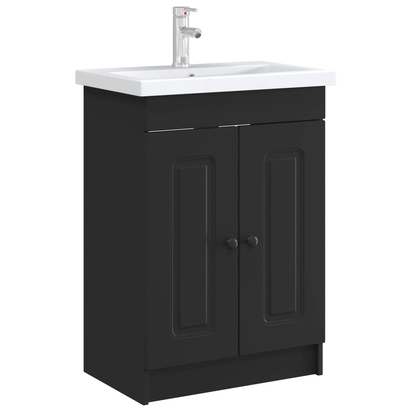 vidaXL Ντουλάπι κάτω από τον νιπτήρα Μαύρο 56 x 37,5 x 81 εκ