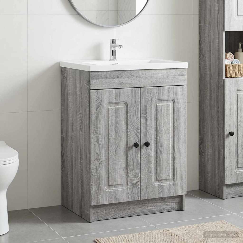 vidaXL Ντουλάπι κάτω από τον νιπτήρα Γκρι Sonoma 56 x 37,5 x 81 εκ
