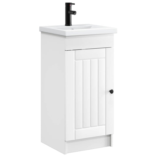 vidaXL Καθρέφτης μπάνιου με νιπτήρα Λευκό 42 x 40 x 84,5 εκ