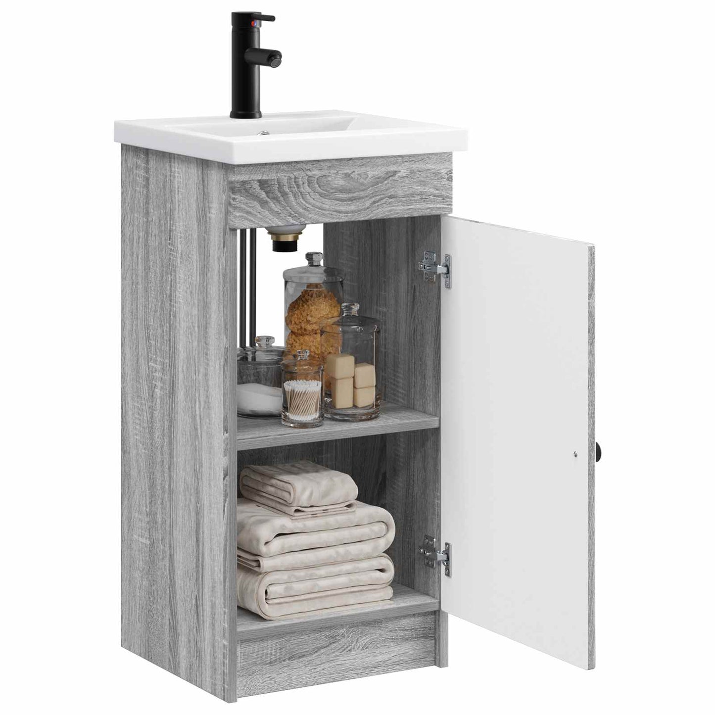 vidaXL Καθρέφτης μπάνιου με νιπτήρα Γκρι Sonoma 42 x 40 x 84,5 εκ