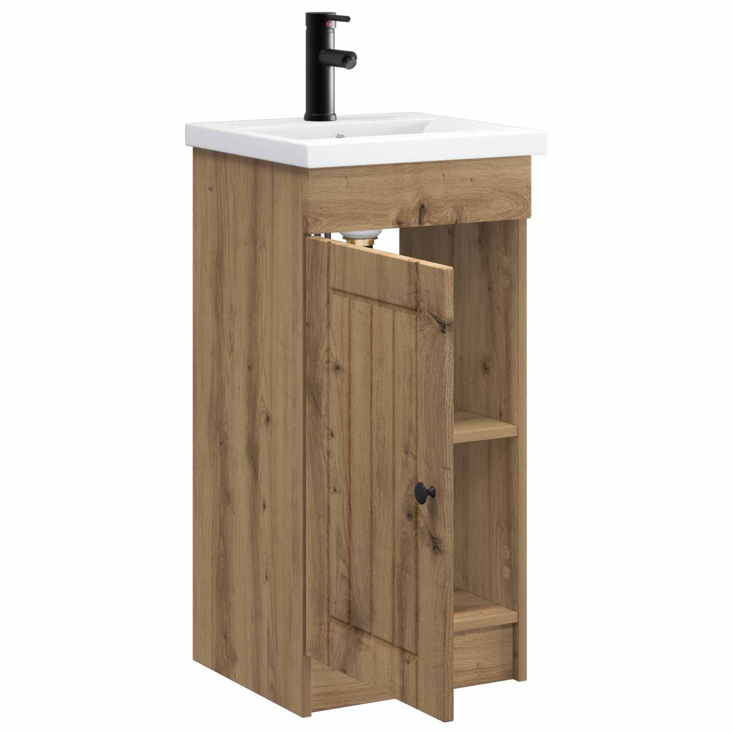 vidaXL Καθρέφτης μπάνιου με νιπτήρα Artisan Δρυς 42 x 40 x 84,5 εκ