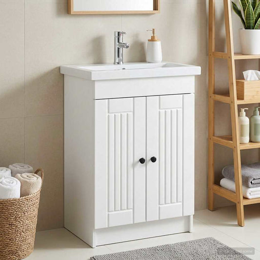 vidaXL Ντουλάπι κάτω από τον νιπτήρα Λευκό 56 x 37,5 x 81 εκ