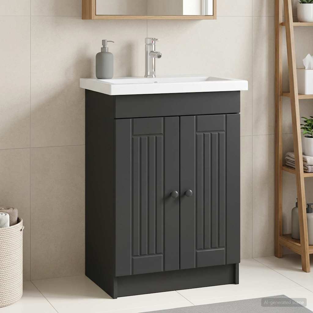 vidaXL Ντουλάπι κάτω από τον νιπτήρα Μαύρο 56 x 37,5 x 81 εκ