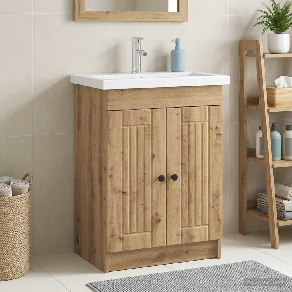 vidaXL Ντουλάπι κάτω από τον νιπτήρα Artisan Δρυς 56 x 37,5 x 81 εκ