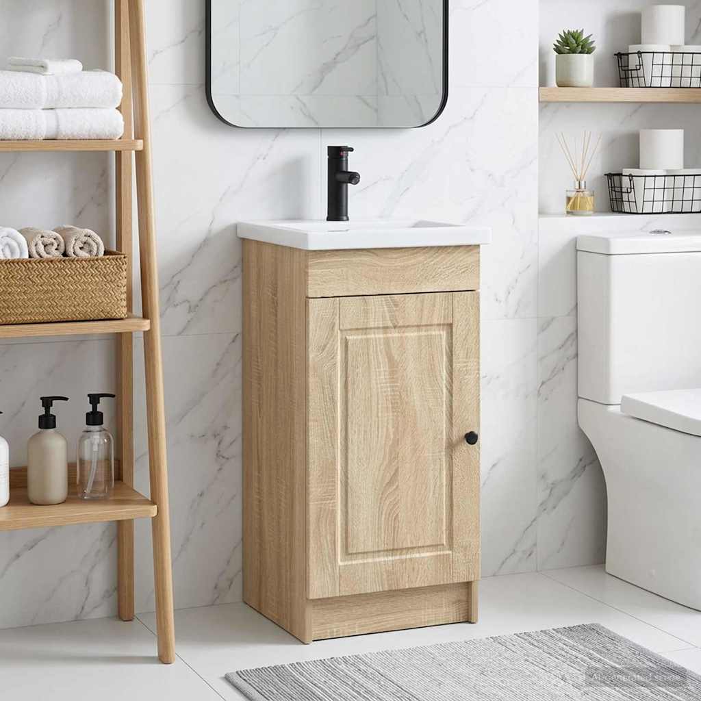 vidaXL Καθρέφτης μπάνιου με νιπτήρα Sonoma Δρυς 42 x 40 x 84,5 εκ