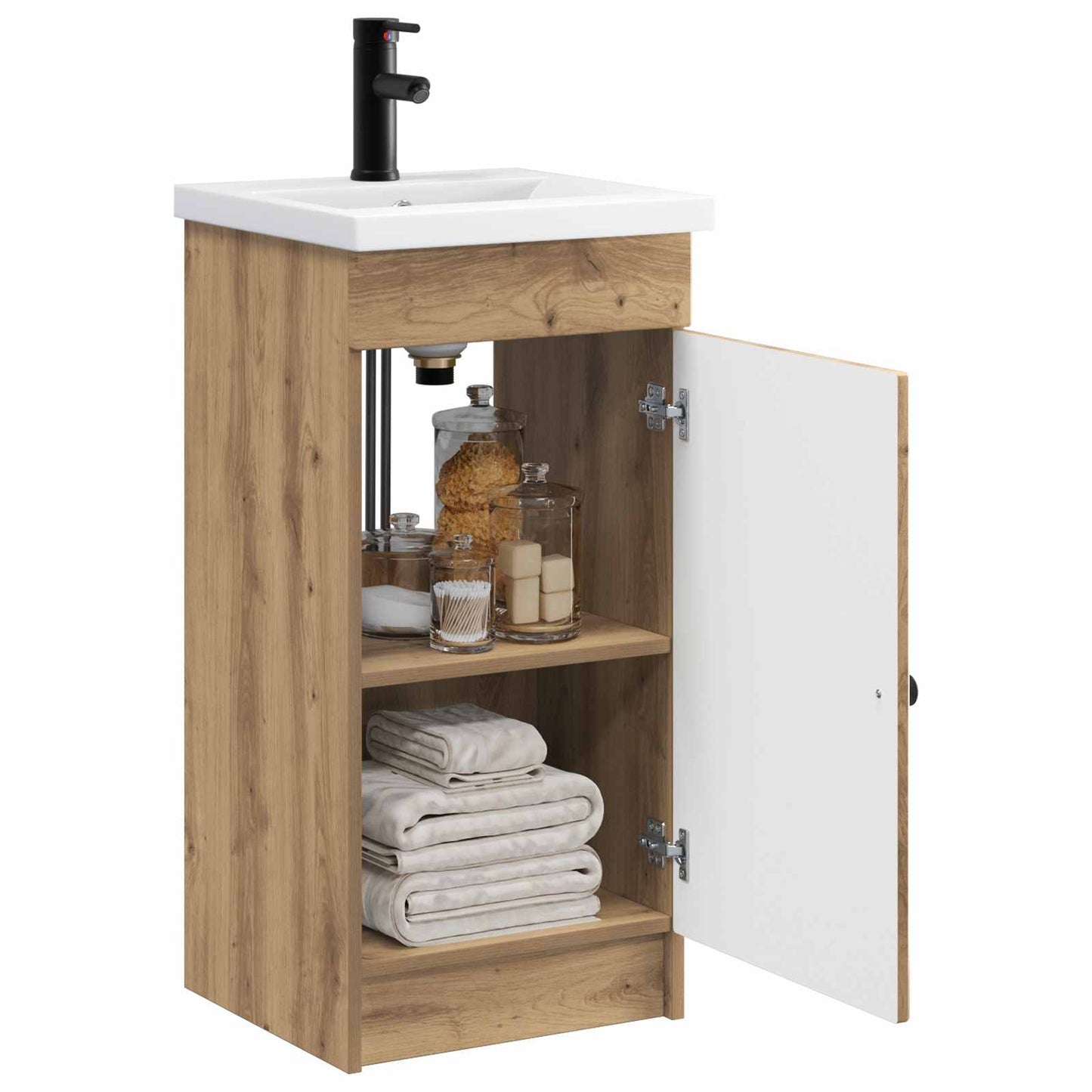 vidaXL Καθρέφτης μπάνιου με νιπτήρα Artisan Δρυς 42 x 40 x 84,5 εκ