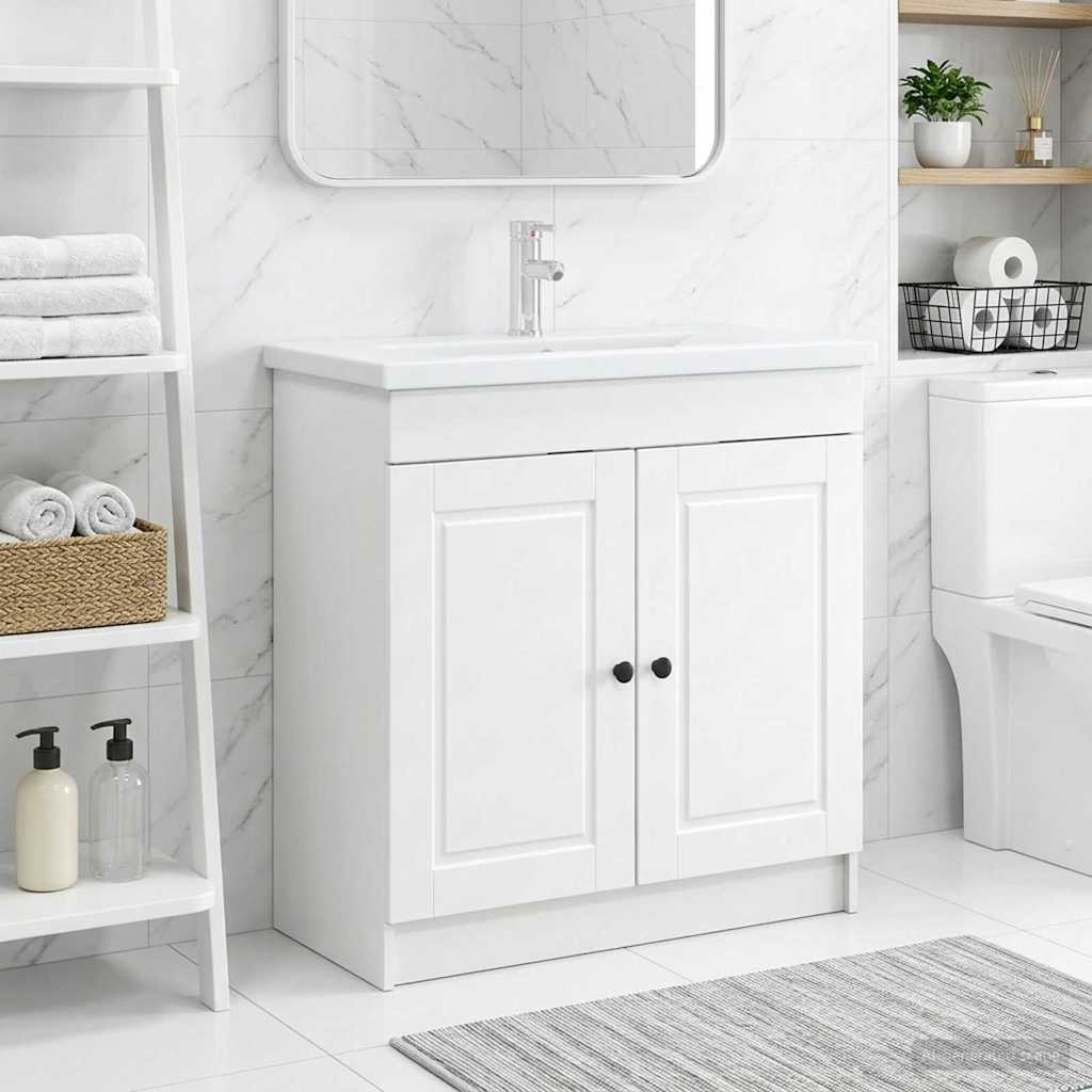 vidaXL Ντουλάπι κάτω από τον νιπτήρα Λευκό 56 x 37,5 x 81 εκ