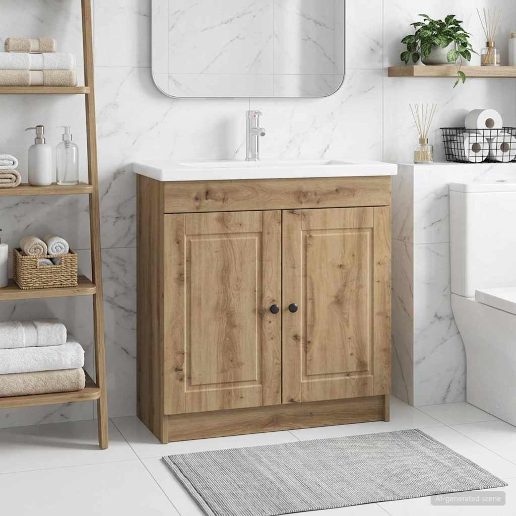 vidaXL Ντουλάπι κάτω από τον νιπτήρα Artisan Δρυς 56 x 37,5 x 81 εκ
