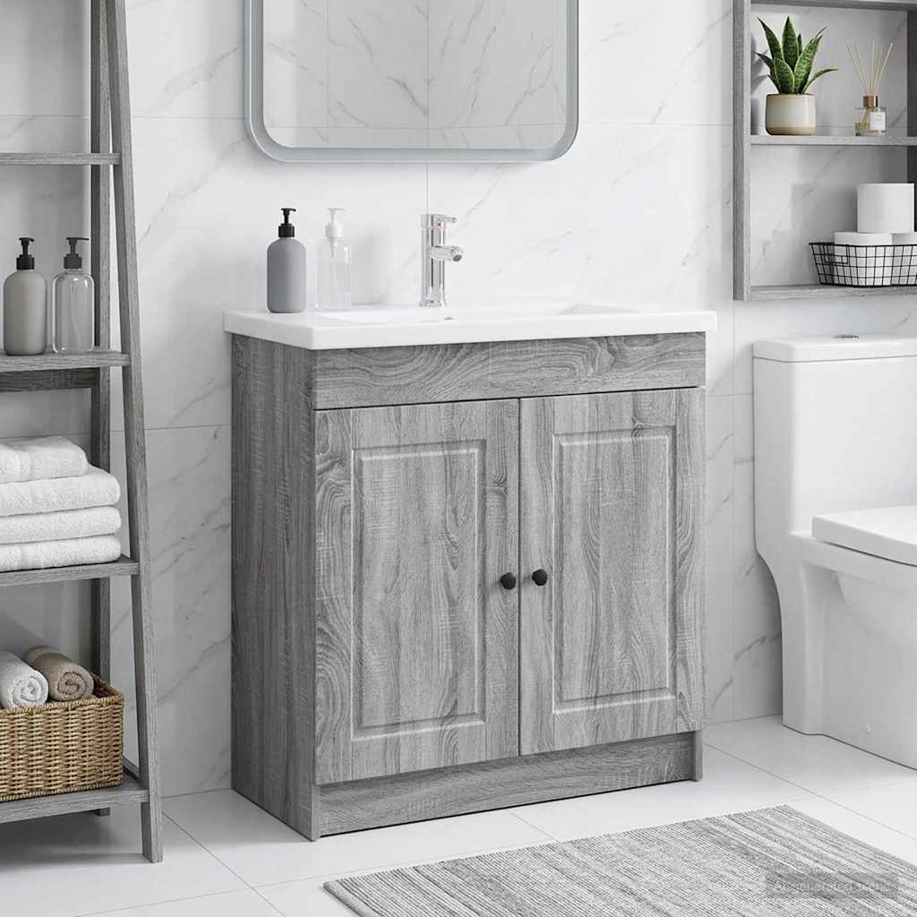 vidaXL Ντουλάπι κάτω από τον νιπτήρα Γκρι Sonoma 78,5 x 37,5 x 81 εκ